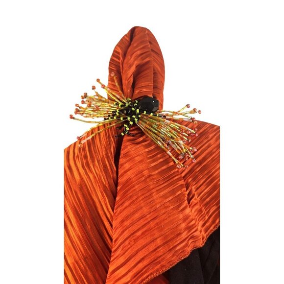 Black Orange Rust Napkin With Beaded Witchy Spider Napkin Ring Accent 20"x20" se - Picture 2 of 8
